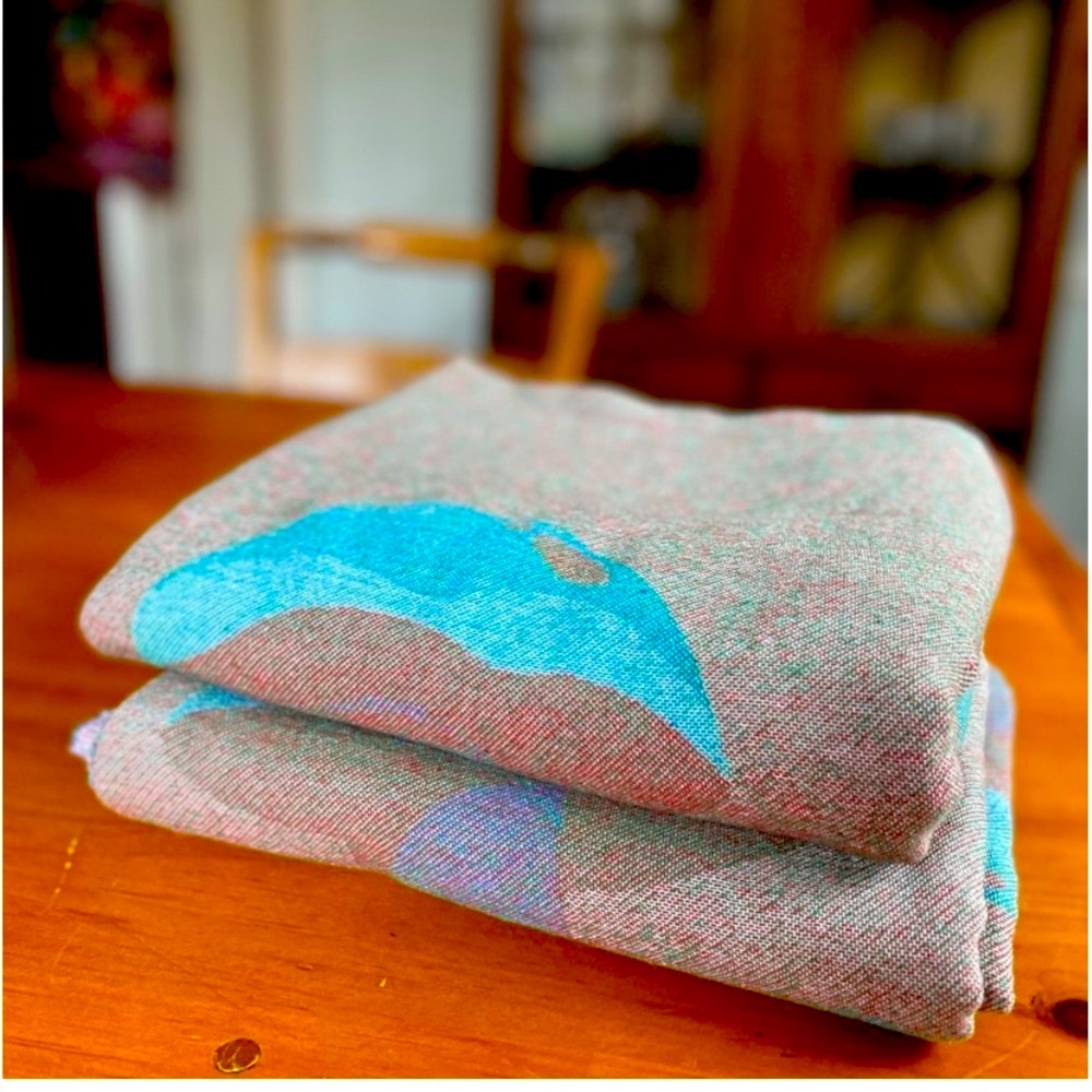 FLiPSiDE Loom Weave Throw Blanket Red Mushroom Teal Mushroom Organic Cotton NEW - Picture 11 of 16